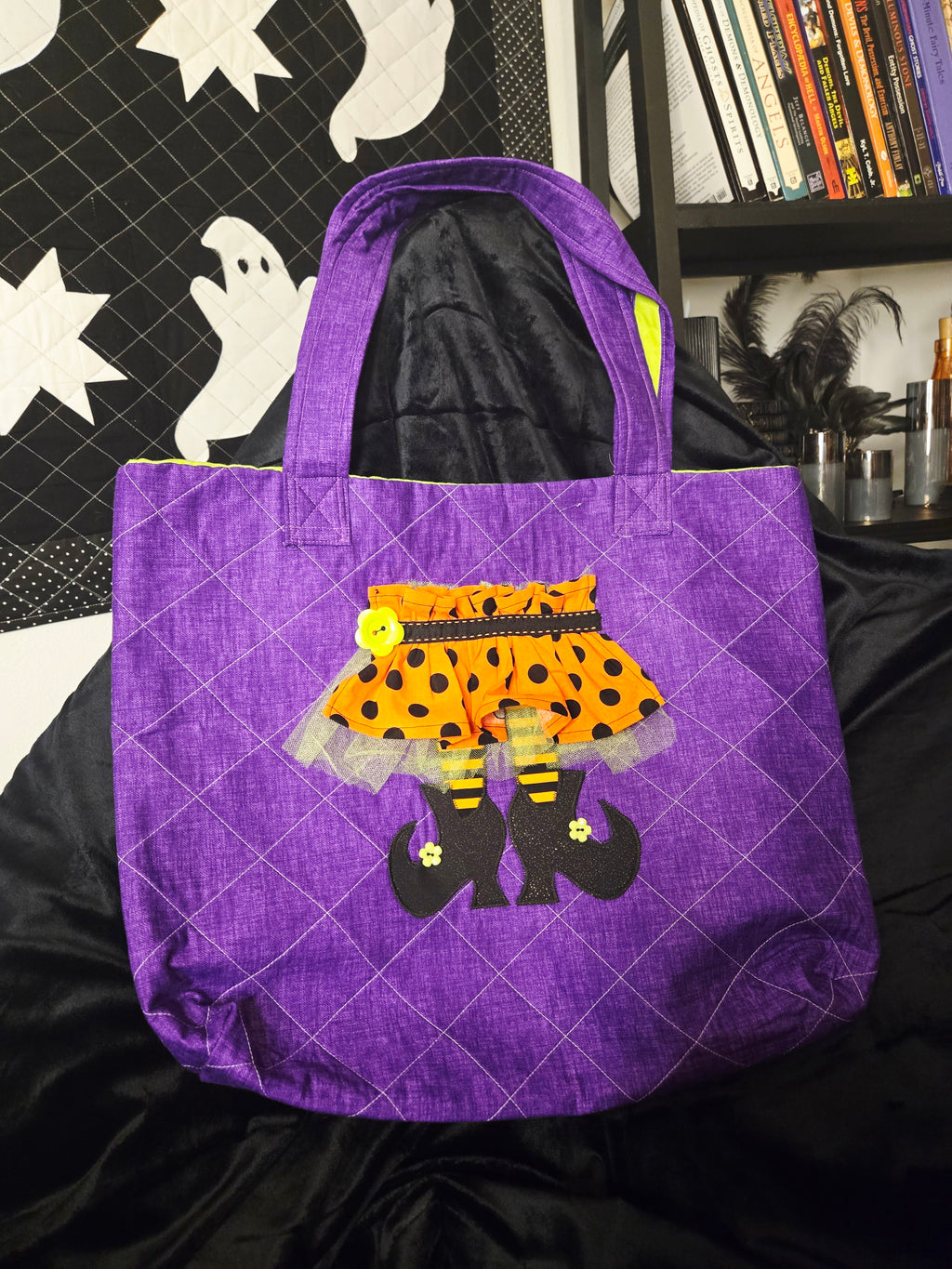 Embroidered Witch Shoes/Hat Bag
