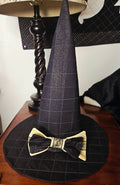 Black/Gold Sparkle Witch Hat with Bow