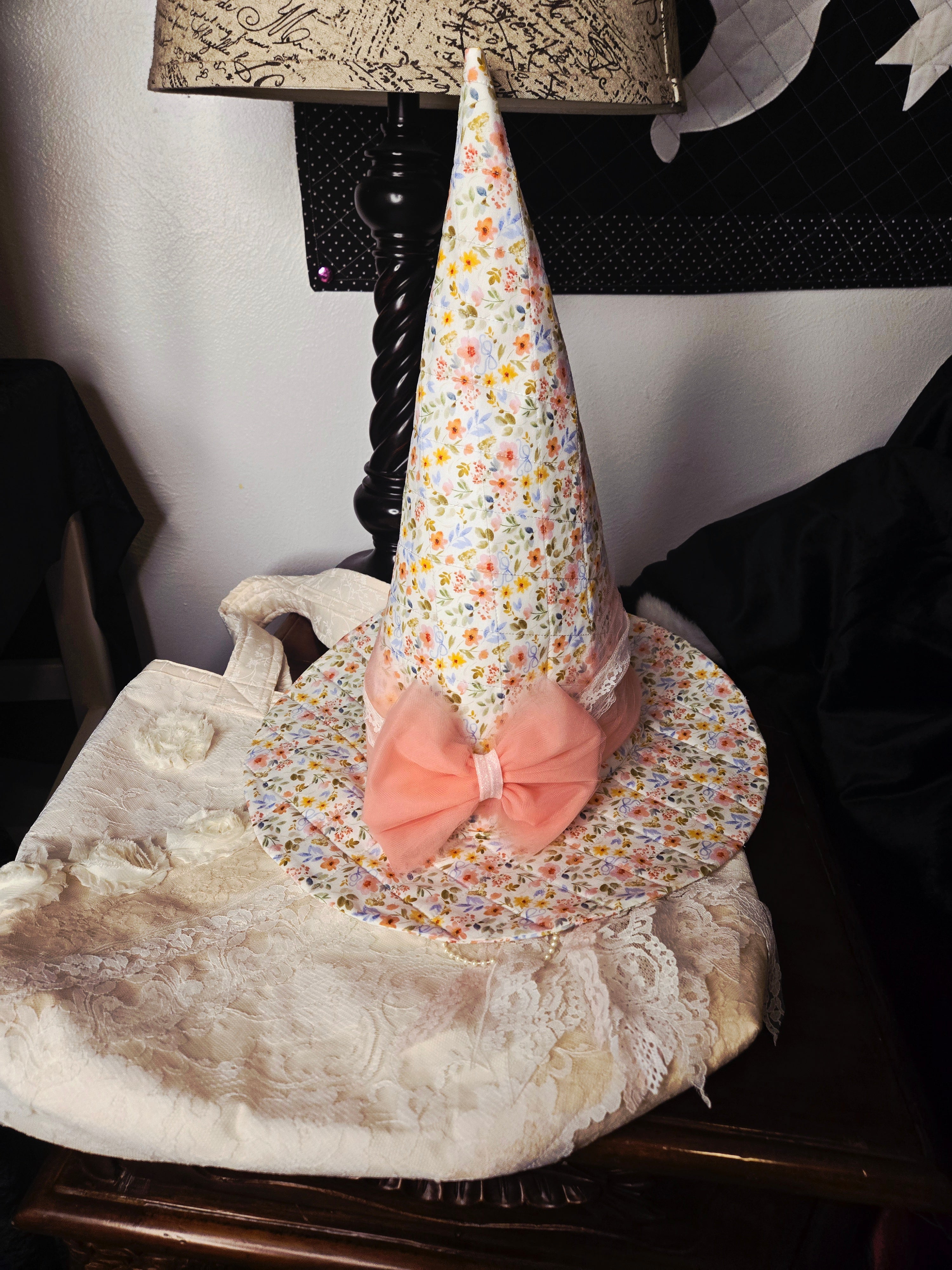 Spring Witch Hat + Lace Bag