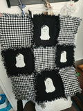Ghostie girl bow rag-style table topper/wall hanging