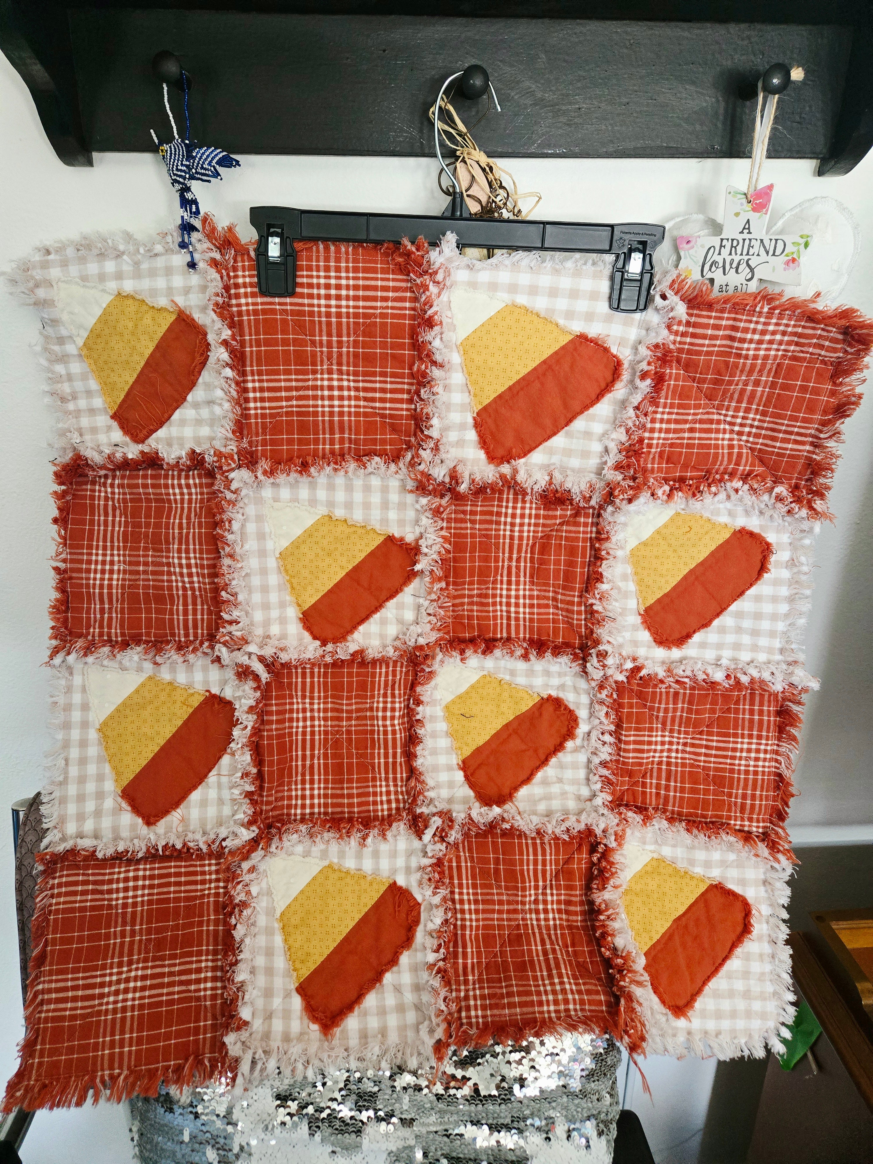 Candy Corn rag-style table topper/wall hanging