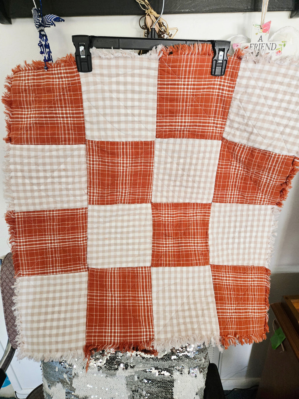 Candy Corn rag-style table topper/wall hanging