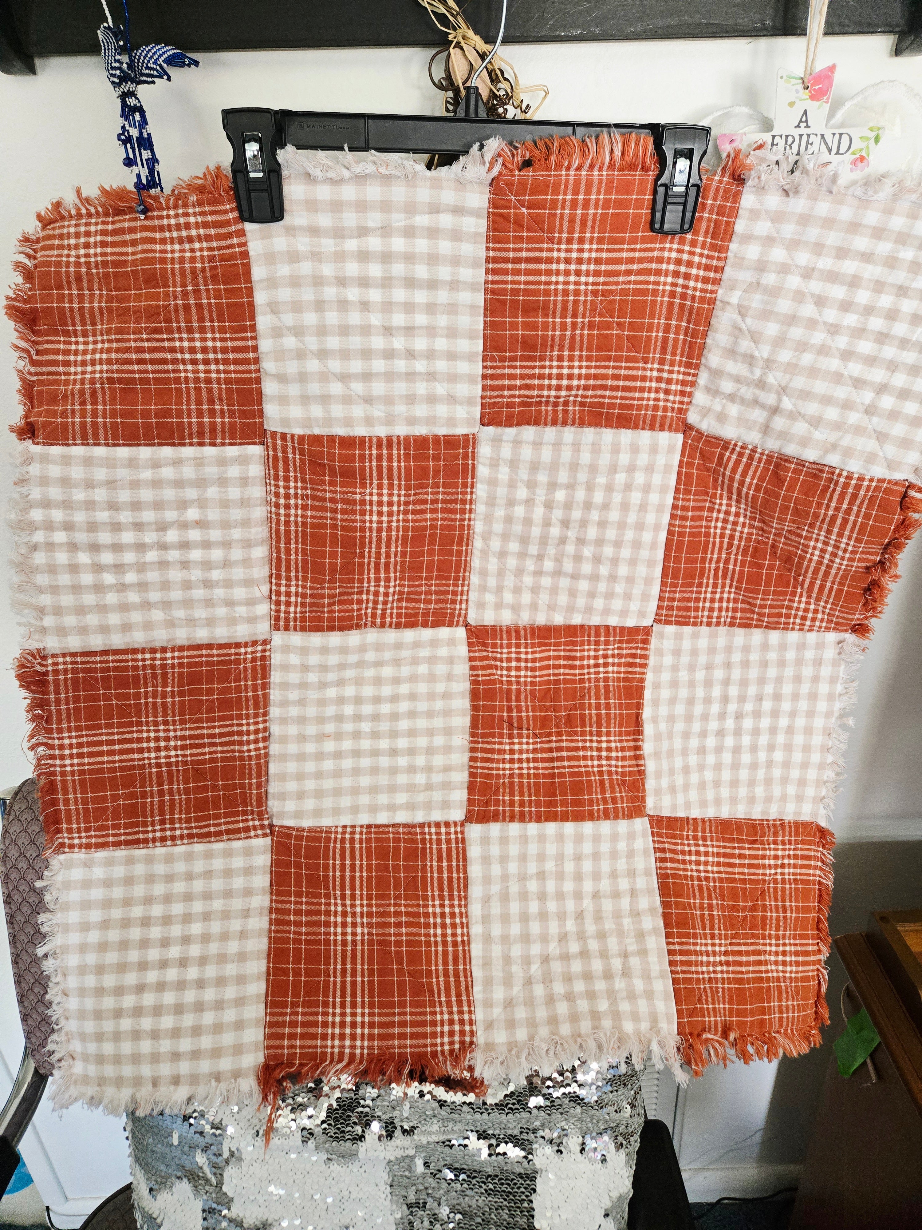 Candy Corn rag-style table topper/wall hanging